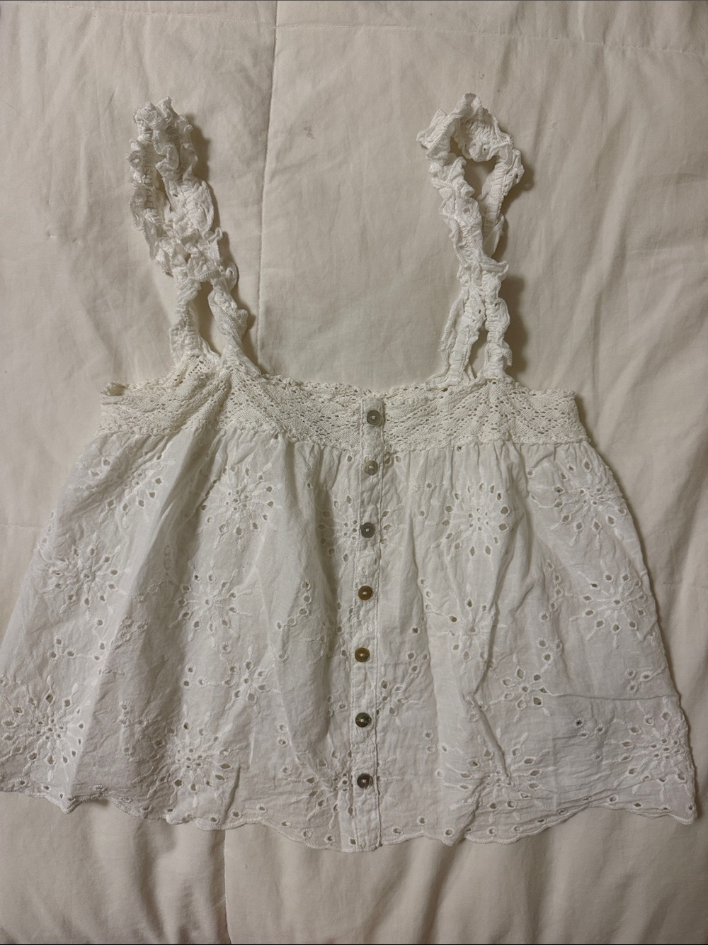 BB Dakota White Eyelet Button-Front Camisole